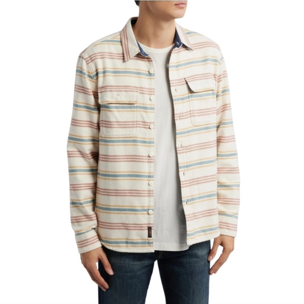 Faherty Wavebreaker Cotton Flannel Shirt Jacket Striped Organic Cotton Men's XXL